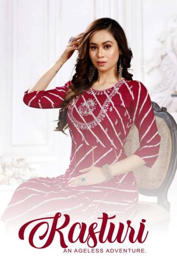 Kasturi By Trendy Designer Rayon Frock Style Kurti Collection